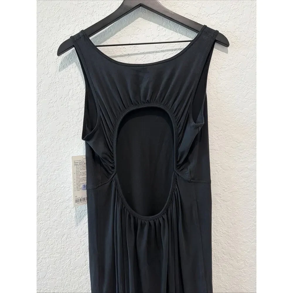 Lululemon NWT Pima Cotton Open Back Midi Dress Black Size 10